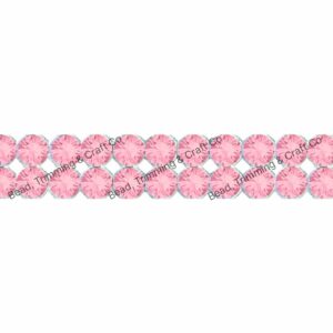 Swarovski Crystal Mesh - 2 Row - 6mm - Light Rose / Silver - Price per centimeter