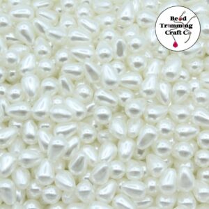 Plastic Pearl - Drop – Half Drilled - 7mm - White