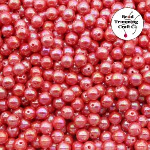 Plastic Pearl - Round – 4mm - Red Iris - Price per gram