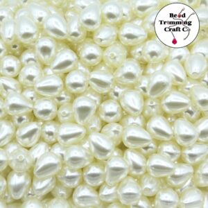 Plastic Pearl - Drop – Half Drilled - 10mm - Light Cream