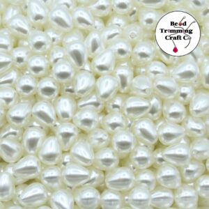 Plastic Pearl - Drop – Half Drilled - 10mm - White