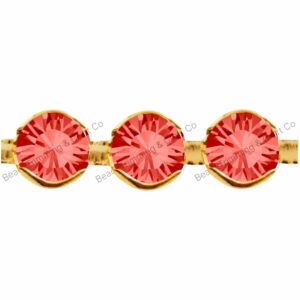 Swarovski Bezel Cupchain - 4mm - Padparadscha / Gold - Price per centimeter