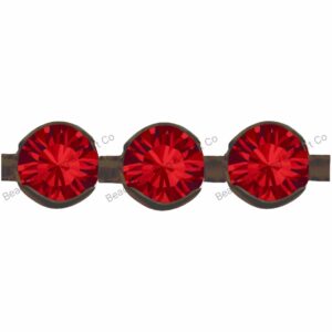 Swarovski Bezel Cupchain - 2.5mm - Ruby / Gun Metal - Price per centimeter