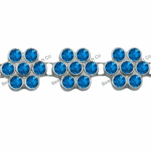 Swarovski Flower Trimming - 11mm - Capri Blue / Antique Silver - Price per centimeter