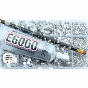 Crystal Glue On Bundle - SS5 to SS50 - Crystal F - Wax Pencil - E6000 80.4 Grams - 7836 pieces