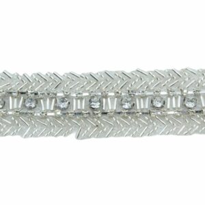 Crystal / Bugle Bead Trimming - 26mm - White - Price per centimeter