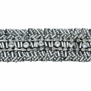 Crystal / Bugle Bead Trimming - 26mm - Black - Price per centimeter