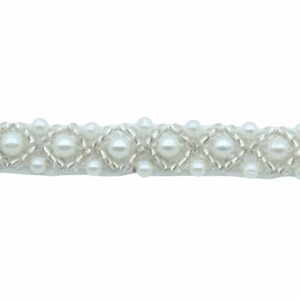 Pearl / Bugle Bead Trimming - 9mm - White - Price per centimeter