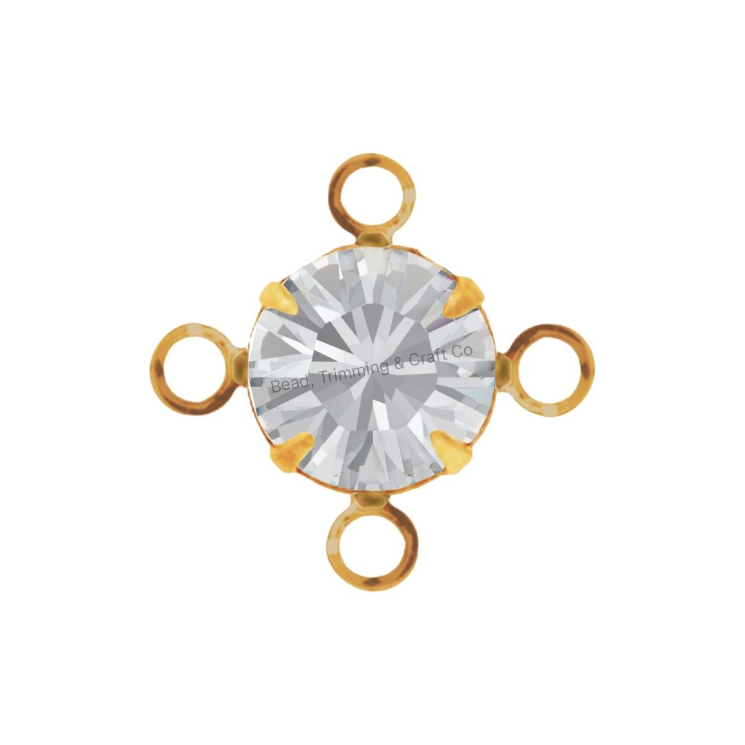 Swarovski Setting - Round - 4 Ring - 6.5mm - Gold / Crystal