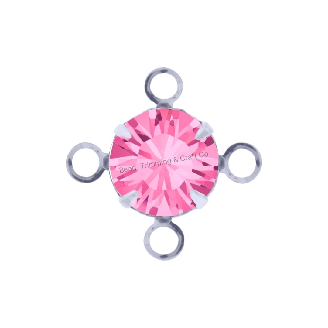 Swarovski Setting - Round - 4 Ring - 6.5mm - Rhodium / Rose