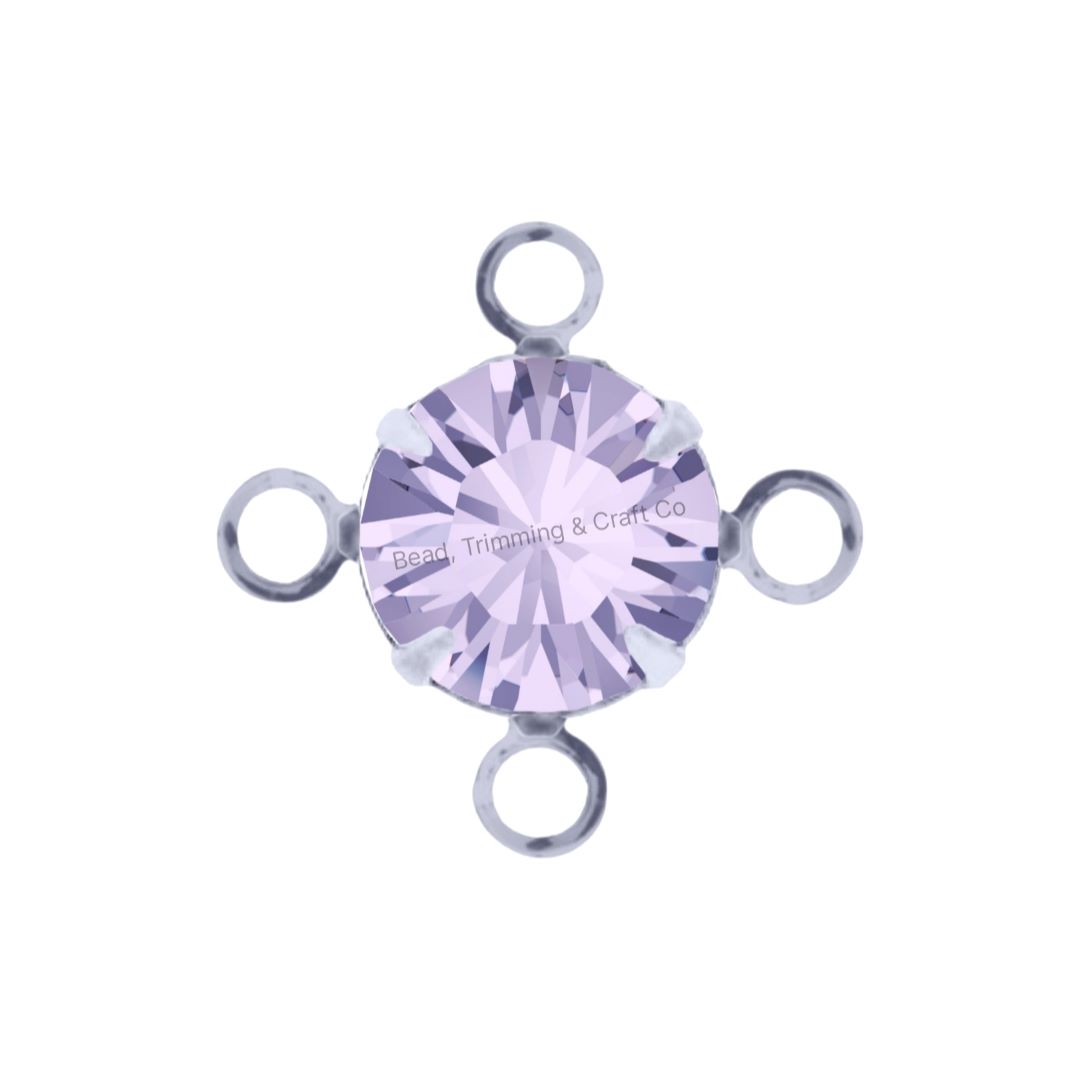 Swarovski Setting - Round - 4 Ring - 6.5mm - Rhodium / Light Amethyst