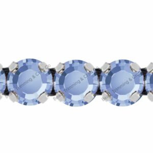 Swarovski Trimming - 1 Row - 5mm - Light Sapphire / Silver / Black - Price per centimeter