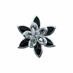 Swarovski Filigree - Flower - 25mm - Sterling Silver / Jet / Crystal