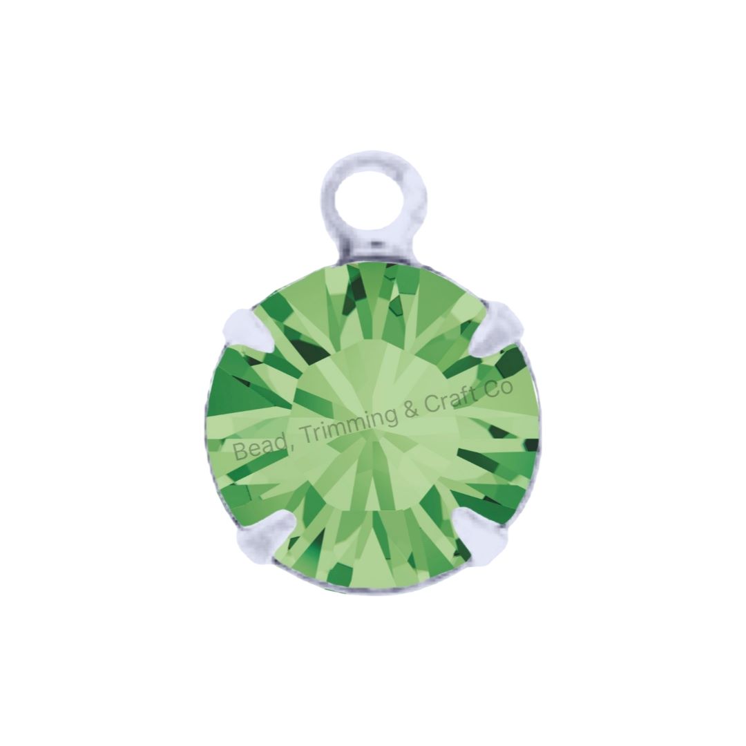 Swarovski Setting - Round - 7mm - Sterling Silver / Peridot