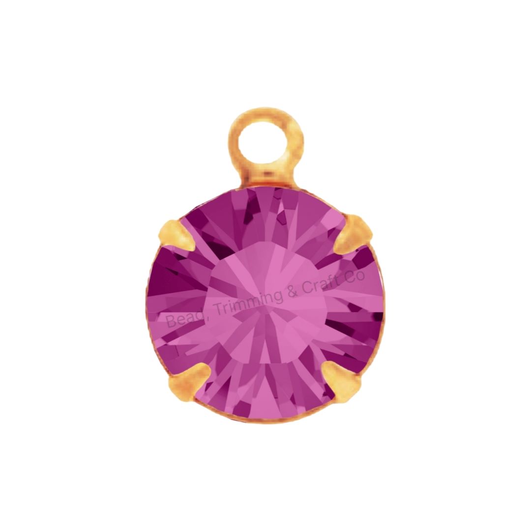 Swarovski Setting - Round - 7mm - Gold / Fuchsia
