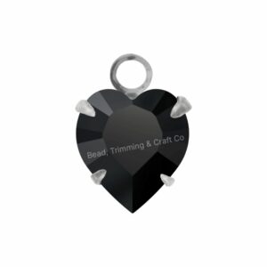 Swarovski Stone - Heart Setting - 8.8mm - Light Platinum / Jet
