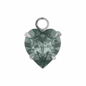 Swarovski Stone - Heart Setting - 8.8mm - Light Platinum / Black Diamond