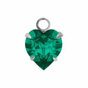 Swarovski Stone - Heart Setting - 8.8mm - Light Platinum / Emerald