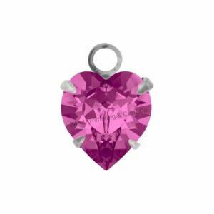 Swarovski Stone - Heart Setting - 11mm - Light Platinum / Fuchsia
