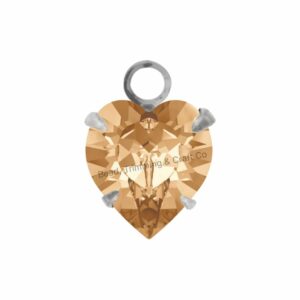 Swarovski Stone - Heart Setting - 11mm - Light Platinum / Light Colorado Topaz