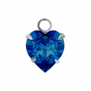 Swarovski Stone - Heart Setting - 11mm - Light Platinum / Sapphire
