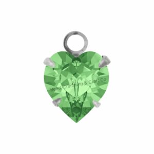Swarovski Stone - Heart Setting - 8.8mm - Light Platinum / Peridot