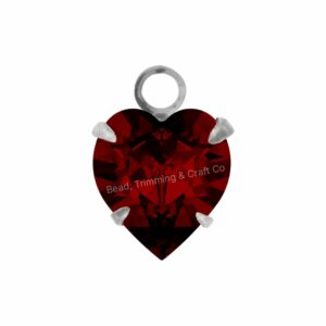 Swarovski Stone - Heart Setting - 8.8mm - Light Platinum / Siam