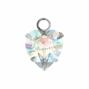 Swarovski Stone - Heart Setting - 8.8mm - Light Platinum / AB