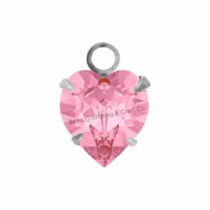 Swarovski Stone - Heart Setting - 8.8mm - Light Platinum / Light Rose