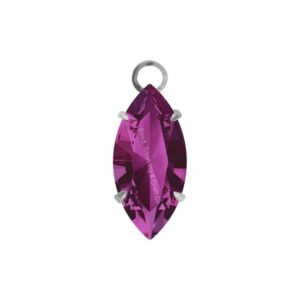 Swarovski Stone - Navette Setting - 18mm - Light Platinum / Amethyst