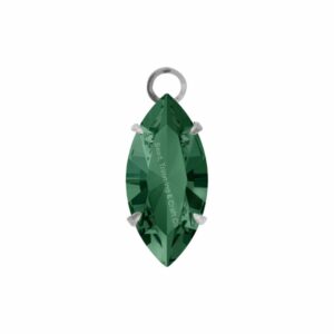 Swarovski Stone - Navette Setting - 18mm - Light Platinum / Green Turmaline