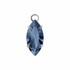Swarovski Stone - Navette Setting - 18mm - Light Platinum / Montana
