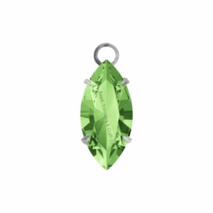 Swarovski Stone - Navette Setting - 18mm - Light Platinum / Peridot