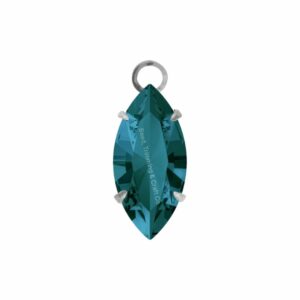 Swarovski Stone - Navette Setting - 18mm - Light Platinum / Blue Zircon