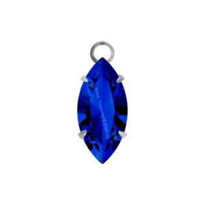 Swarovski Stone - Navette Setting - 18mm - Light Platinum / Capri Blue