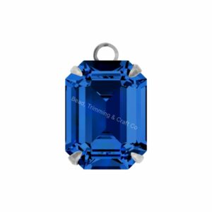 Swarovski Stone - Baguette Setting - 12mm - Light Platinum / Sapphire