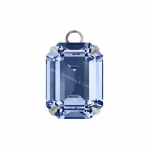 Swarovski Stone - Baguette Setting - 12mm - Light Platinum / Light Sapphire