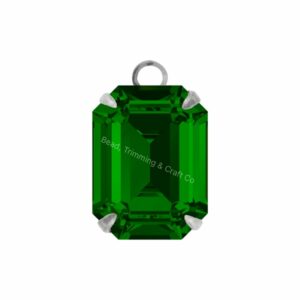 Swarovski Stone - Baguette Setting - 12mm - Light Platinum / Emerald