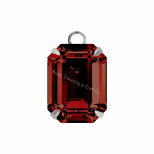 Swarovski Stone - Baguette Setting - 12mm - Light Platinum / Light Siam