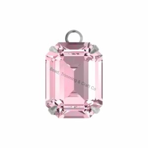 Swarovski Stone - Baguette Setting - 12mm - Light Platinum / Light Rose