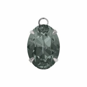 Swarovski Stone - Oval Setting - 14mm - Light Platinum / Black Diamond
