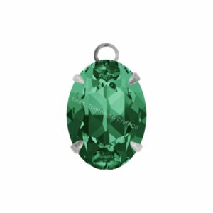 Swarovski Stone - Oval Setting - 14mm - Light Platinum / Emerald
