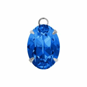 Swarovski Stone - Oval Setting - 14mm - Light Platinum / Sapphire