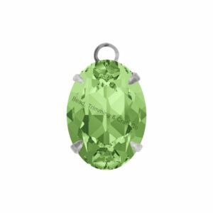Swarovski Stone - Oval Setting - 14mm - Light Platinum / Peridot
