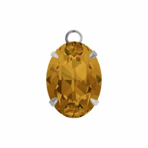 Swarovski Stone - Oval Setting - 14mm - Light Platinum / Topaz