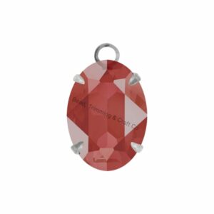 Swarovski Stone - Oval Setting - 14mm - Light Platinum / Light Siam Unf