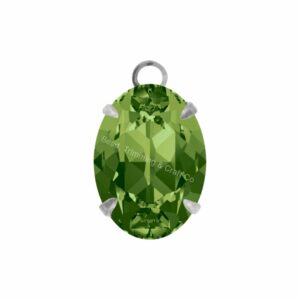 Swarovski Stone - Oval Setting - 14mm - Light Platinum / Olive