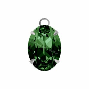 Swarovski Stone - Oval Setting - 14mm - Light Platinum / Green Turmaline