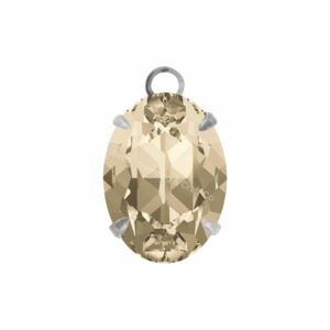 Swarovski Stone - Oval Setting - 14mm - Light Platinum / Colorado Topaz Unf