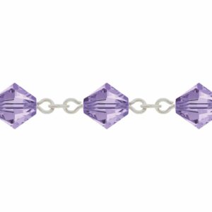 Swarovski Looped / Link Chain - 5mm - Tanzanite / Sterling Silver - Price per centimeter